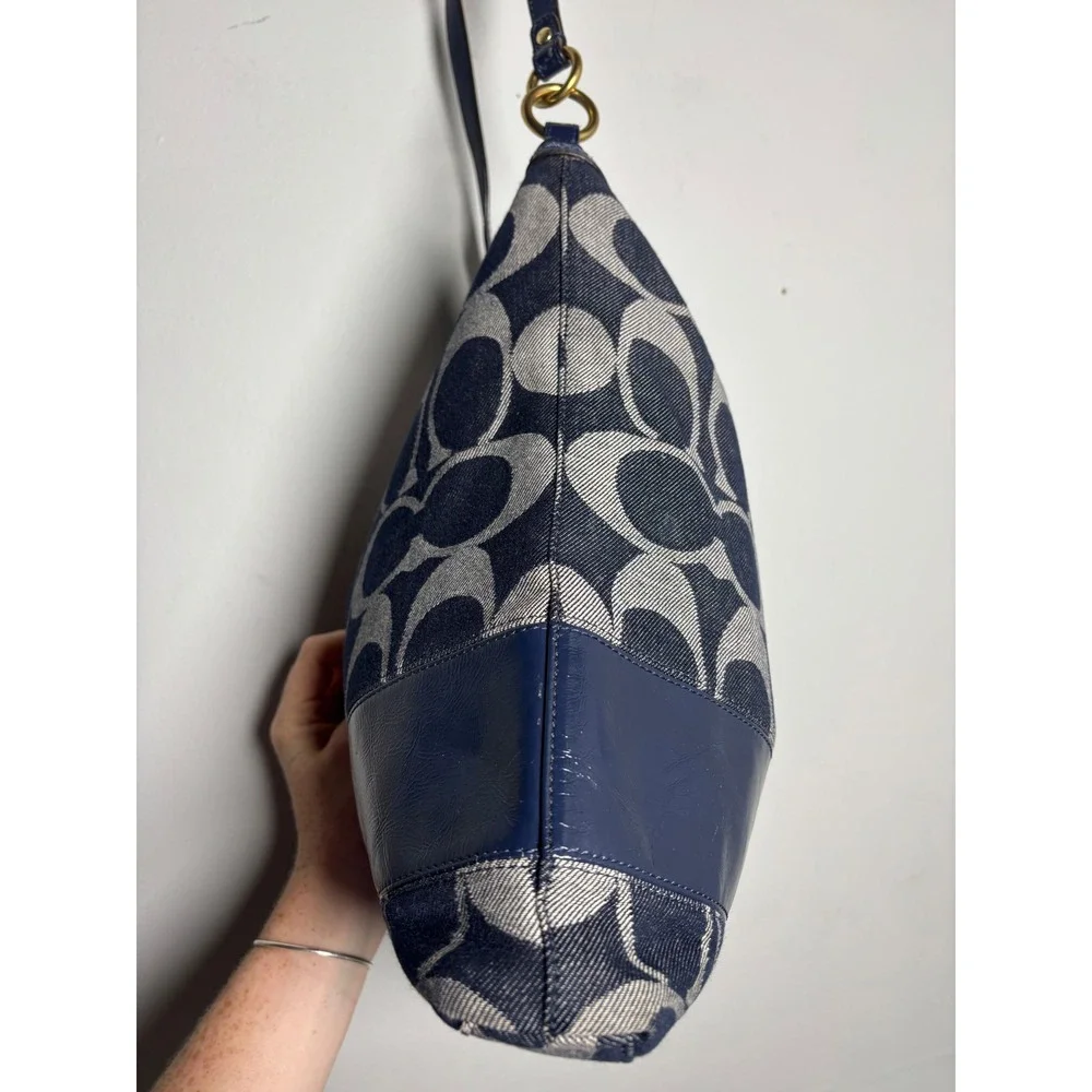 Coach Legacy Signature Denim Hobo Bag Y2K Navy Blue Style 12549